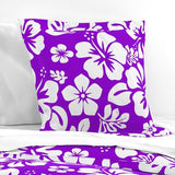 White Hawaiian Hibiscus Flowers on Purple Euro Pillow Sham - Extremely Stoked