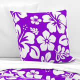 White Hawaiian Hibiscus Flowers on Purple Euro Pillow Sham - Extremely Stoked