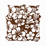 Brown & White Hawaiian Flowers Duvet Cover – Large Scale – Extremely Stoked® Eco Luxe Beach Bedding