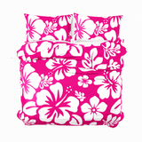 Hot Pink & White Hawaiian Flowers Duvet Cover – Large Scale – Extremely Stoked® Eco Luxe Beach Bedding