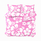 Pink & White Hawaiian Flowers Duvet Cover – Large Scale – Extremely Stoked® Eco Luxe Beach Bedding