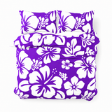 Purple & White Hawaiian Flowers Duvet Cover – Large Scale – Extremely Stoked® Eco Luxe Beach Bedding