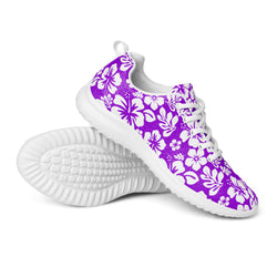 Women’s Purple and White Hawaiian Flowers Athletic Shoes