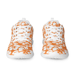 Women’s Orange and White Hawaiian Flowers Athletic Shoes