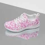 Women’s Pink and White Hawaiian Flowers Athletic Shoes