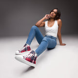 Women's Red, White and Navy Blue Preppy Surfer Girl Plaid High Top Canvas Shoes