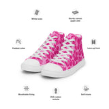 Women's Raspberry Pinks Hawaiian Print High Top Canvas Shoes