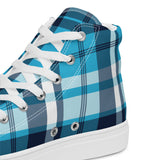 Ocean Blues Preppy Surfer Girl Plaid High Top Canvas Shoes