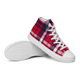 Women's Red, White and Navy Blue Preppy Surfer Girl Plaid High Top Canvas Shoes