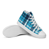 Ocean Blues Preppy Surfer Girl Plaid High Top Canvas Shoes