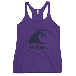 Women's Vintage Purple Tank with Large Navy Blue Extremely Stoked Epic Wave Logo