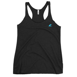 Women's Black Tank with Extremely Stoked Aqua Blue Epic Wave Logo