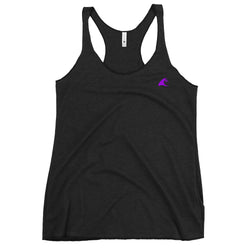 Women's Black Tank with Extremely Stoked Purple Epic Wave Logo