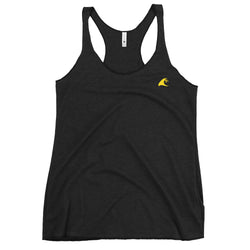 Women's Black Tank with Extremely Stoked Yellow Epic Wave Logo