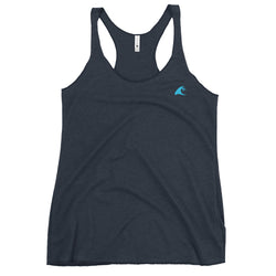 Women's Navy Blue Tank with Extremely Stoked Aqua Blue Epic Wave Logo