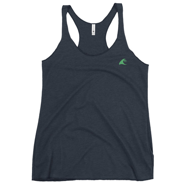 Women's Navy Blue Tank with Extremely Stoked Sea Green Epic Wave Logo