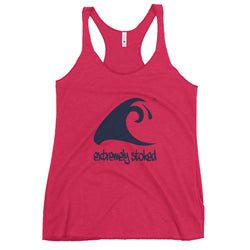 Women's Vintage Pink Tank with Large Navy Blue Extremely Stoked Epic Wave Logo