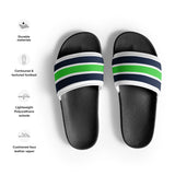 Navy Blue and Green Beach Stripes Women’s Slide Sandals