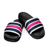 Navy Blue and Hot Pink Stripes Women’s Slide Sandals