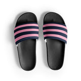 Navy Blue and Pink Beach Stripes Women’s Slide Sandals