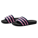 Navy Blue and Pink Beach Stripes Women’s Slide Sandals