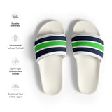 Navy Blue and Green Beach Stripes Women’s Slide Sandals