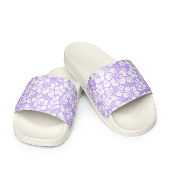 Lavender and White Hawaiian Flowers Women’s Slides Sandals