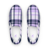 Lavender and Navy Blue Preppy Surfer Plaid Women's Slip On Canvas Shoes