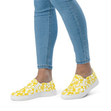 Yellow and White Hawaiian Flowers Women's Slip On Canvas Shoes