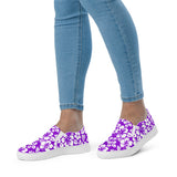 Purple and White Hawaiian Flowers Women's Slip On Canvas Shoes