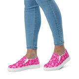 Raspberry Pinks Hawaiian Flowers Women's Slip On Canvas Shoes