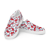 Red, Aqua and White Hawaiian Flowers Women's Slip On Canvas Shoes