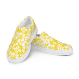 Yellow and White Hawaiian Flowers Women's Slip On Canvas Shoes