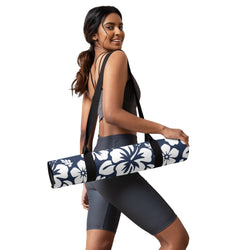 navy blue hawaiian yoga mat